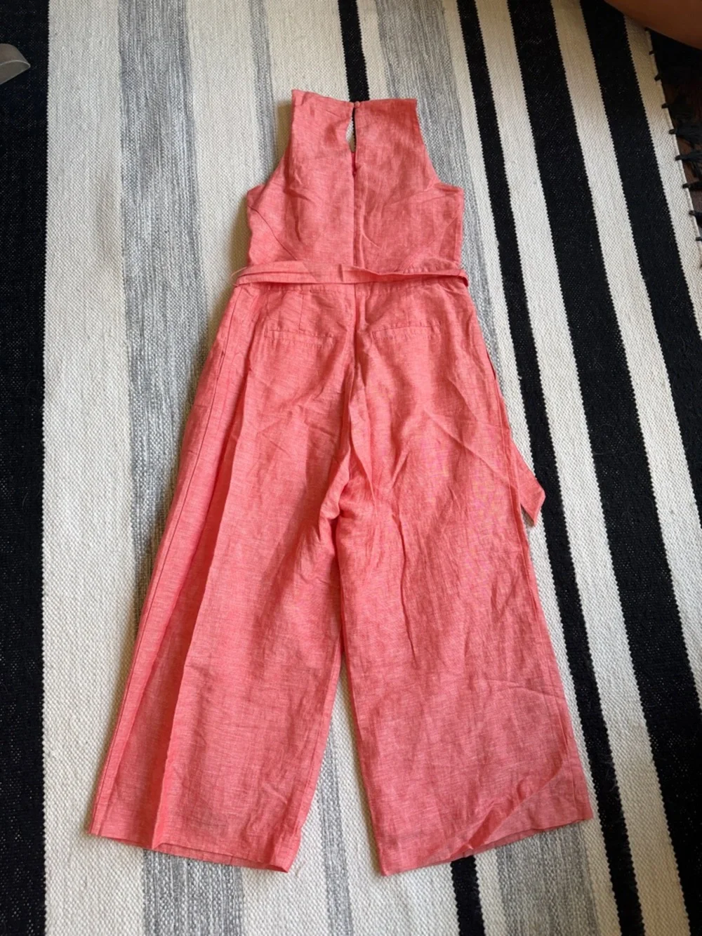 Banana Republic Linen Wide Leg Crop Jumpsuit w Tie Belt